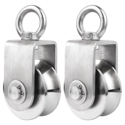Swivel Single Pulley Block with Bearing Inside 304 Stainless Steel Heavy Duty Good for Pulley System Gym Equipment, Loading 1700 lbs (68mm-2PCS) - size: 68mm-2PCS