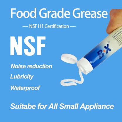 BX-303 FM Multi-Purpose Food Grade White Lubricating Grease (113g/4oz) - NSF & Halal Certified, High/Low Temperature, Anti-Noise for Ice Cream Machines, Stand Mixer Bearings & Gears (-20°C to 200°C)
