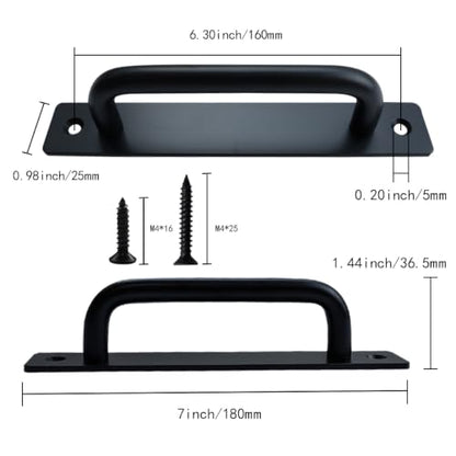 2 Pcs Black Aluminium Alloy Sliding Closet Door Handle - size: 7 Inch
