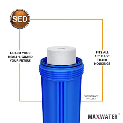 Max Water 5 Micron 10 x 4.5 Whole House Sediment Water Filter Replacement Cartridge Compatible With DGD-5005, AP810, SDC-45-1001, HD-950A, WFHD13001B, 2-Pack - size: 2, style: 5 Micron
