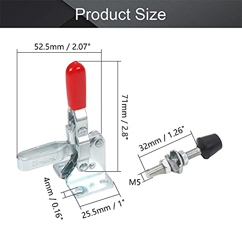 Utoolmart Hand Tool Vertical Toggle Clamp GH-101-A Quick Release Clamp 50kg Holding Capacity Adjustable Toggle Clamp 5 Pcs - size: GH-101-A 5pcs