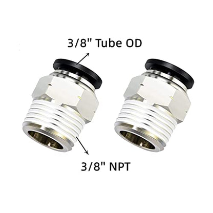 PNEUMATIC Push to Connect Fitting 3/8 Inch Tube OD x 3/8 Inch NPT Thread Male Straight Connector Air Fittings Black PC3/8-N3(Pack of 10) - color: Black, size: 0.375" OD x 0.375" MNPT