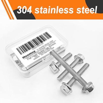 M8 x 100mm 8pcs Heavy Duty Flanged Hex Head Bolts, Flange Hexagon Head Screws, Stainless Steel 304, Metric Fully Threaded, Bright Finish - size: M8 x 100mm(8pcs)