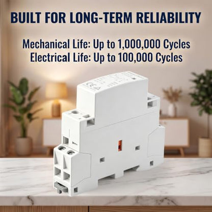 Heschen 25A 2 Pole Modular AC Contactor 2NO, 12V DC Coil - color: 12V DC Coil, size: 25 Amp