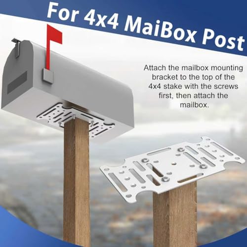 Mailbox Mounting Bracket, Heavy-Duty Plate for Post Mount Mailboxes, White - size: White