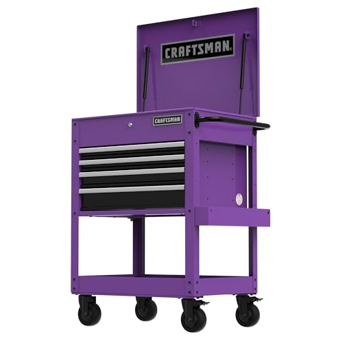 CRAFTSMAN Tool Cart on Wheels, Rolling Tool Chest with Drawers, Power Outlets and USB Port, Protective Liner, Steel Utility Cart Locking Garage Storage Cabinet, Purple (CMST98276PB) - color: Purple
