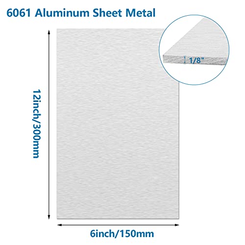 2Pack 1/8Inch Thick Aluminum Sheet Plate, 6" x 12" 6061 Aluminum Plates - size: 6x12", style: 2PCS-1/8"