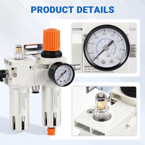 1/4" NPT Tire Changer Oil Water Separator, Air Filter Pressure Regulator