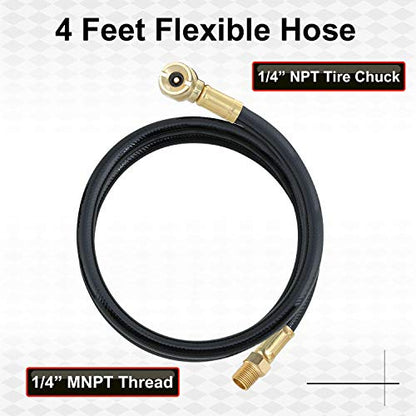 Hromee Air Tank Repair Kit w/Safety Valve, Pressure Gauge and 4 Feet Air Tank Hose Assembly kit for Portable Carry Tank - size: Air Tank Repair Kit