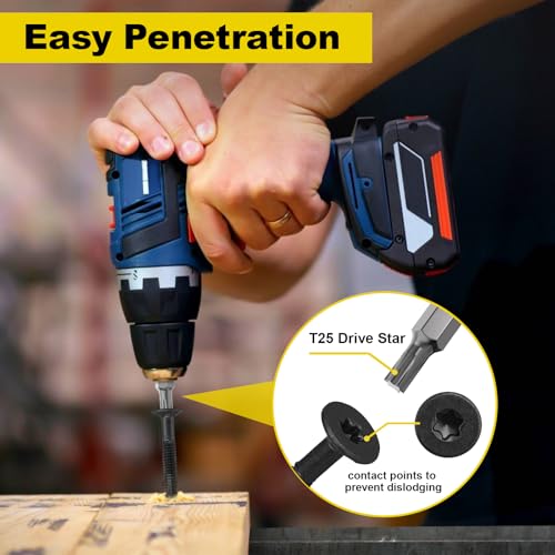 #14 x 3-1/4 Self-Tapping Trailer Deck Screws,161PcsT25 Star Bits Screws - color: Black, size: #14 x 3-1/4in 161pcs