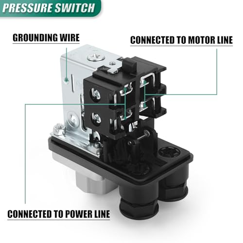 Air Compressor Pressure Switch Control Valve Kit 1 Way, 90-120 PSI, 110V-240V, With 0-180 Pressure gauge & Manifold Regulator - size: 90-120 PSI