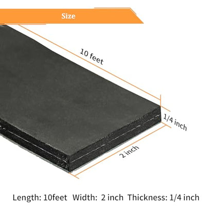 DOBTIM Adhesive Reinforced Solid Rubber Sheets, Rolls & Strips Cloth Inserted 1/4 (.250)" Thick X 2" Wide X 10' Long, Neoprene Rubber Strips Tensile-Resistant Tougher Projects - size: 2" x 10', style: .250" thick(Adhesive）
