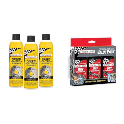 Finish Line Speed Bike Degreaser 54-Ounce and Dry Bike Lubricant with Teflon Squeeze Bottle 4oz Value Pack (set of 3)