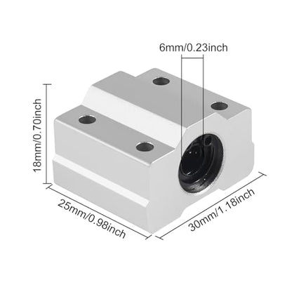 4PCS SCS6UU Linear Motion Ball Bearing Slide Block, 6mm Bore Dia Aluminum Bushing Linear Rail Support Guide Shaft Bearing for CNC Machine and 3D Printer