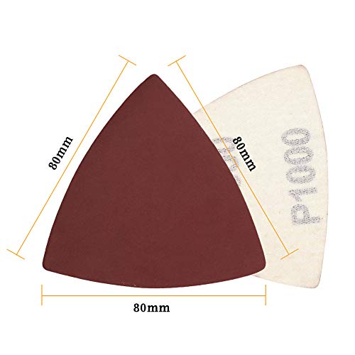 SPEEDWOX 30 Pcs Hook and Loop Triangle Sandpaper 1000 Grit 80mm 3-1/8 Inches for Oscillating Multi Tool Detail Sander Sanding Discs Triangle Sanding Pads - style: 1000 Grit