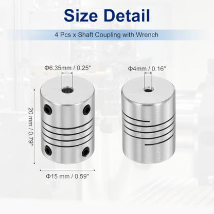 Flexible Shaft Coupling(2mm|3mm): 4 Pcs Silver Aluminum Alloy - color: Silver, size: 2mm x 3mm (15mm OD, 25mm L)