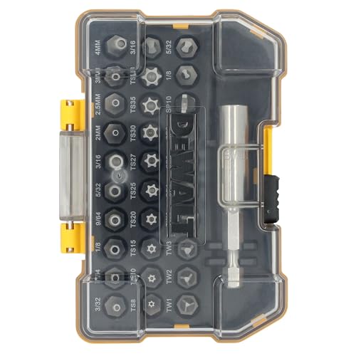 DEWALT Security Bit Set, 31-Piece Screwdriver Bit Set with Case, Universal 1/4 In Hex, Includeds Magnetic Bit Holder (DWAX200) - size: One Size