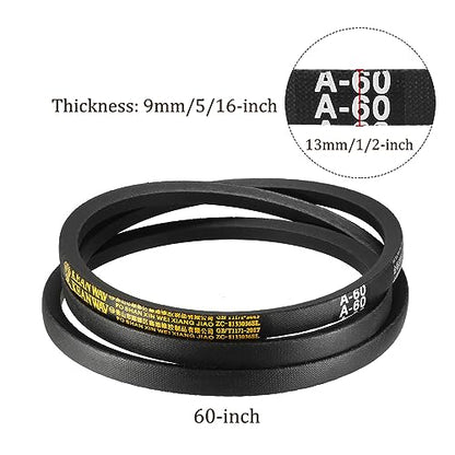 A-60 Drive V-Belt - [60-inch Inside Circumference] A-Section Rubber Drive Belt Wrapped for Transmission Use - size: A-60
