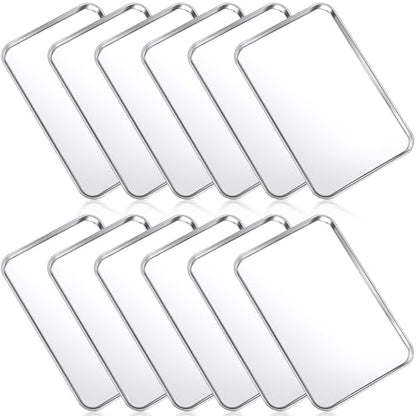 Mimorou 12 Pcs Stainless Steel Baking Sheet Cookie Pans, 8 x 5.9 Inches - size: 8 x 5.9 inches