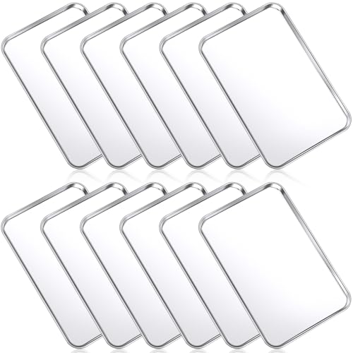 Mimorou 12 Pcs Stainless Steel Baking Sheet Cookie Pans, 8 x 5.9 Inches - size: 8 x 5.9 inches