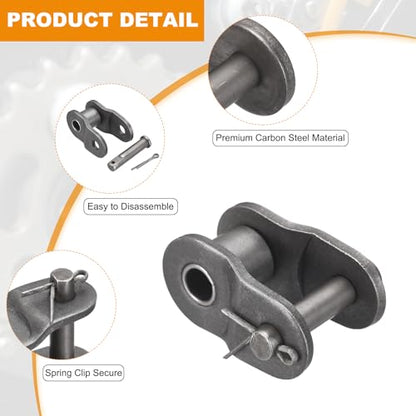 PATIKIL 4Pcs Roller Chain Offset Link Half Links 1-1/4" Pitch for 20A Chain - size: 20A 1-1/4"