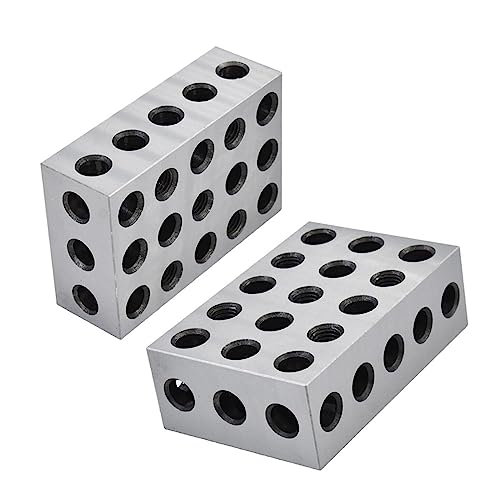 1-2-3 Machinist Blocks 23 Holes Matched Pair (1x2x3) Ultra Precision Machinist Set Up Blocks 0.0002In 123 Jig Replacement for Milling Machine (2-Pack)