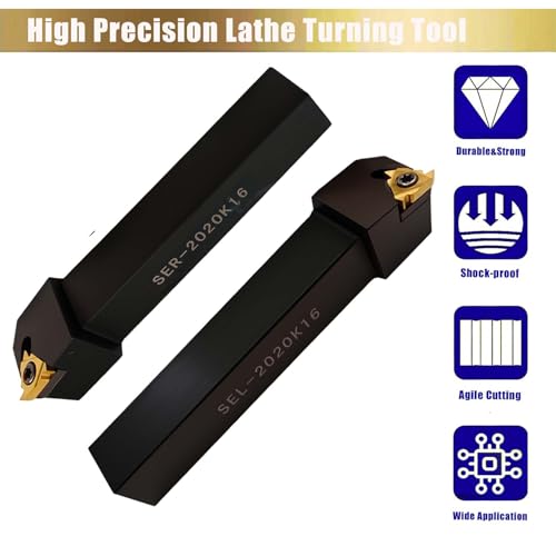 3/4" Threading Holders SER2020K16 + SEL2020K16 CNC Thread Turning Holders + 16ER/16IR AG60 Carbide Threading Inserts with Wrenches