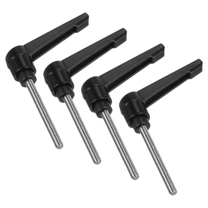 uxcell 4pcs Clamping Lever Handles, M5 x 50mm 304 Stainless Steel Threaded Male Stud, Adjustable Handles Locking Quick Release Ratchet Push Button Bolt Knobs, Black - size: M5 x 50mm