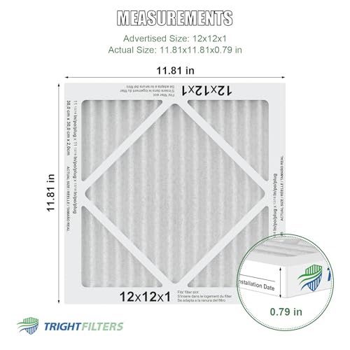 TRIGHTFILTERS 12x12x1 Air Filter 4 Pack, MERV 8 Pleated HVAC Furnace Filter - size: 12x12x1