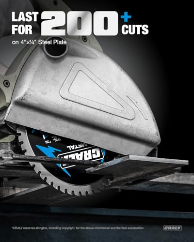 CRALY 7-1/4 Inch 48 Teeth Steel and Ferrous Metal Cutting Circular Saw Blade, 5/8 Inch Arbor, Thin Kerf, Professional Carbide Tipped Blade for Angle Iron, Threaded Rod, EMT Conduit(C0748MC) - size: 7-1/4" 48T