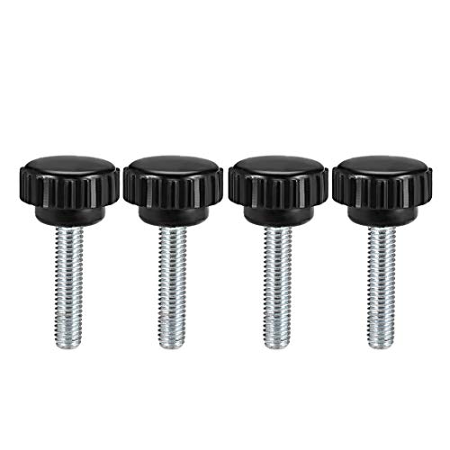 uxcell M6 x 30mm Metric Male Thread Knurled Clamping Knobs Black 4 Pcs - size: M6 x 30