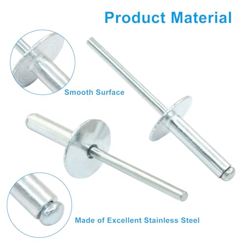 Aluminum Blind Rivet 3/16" x 1", 50 Pcs - size: 3/16" x 1"