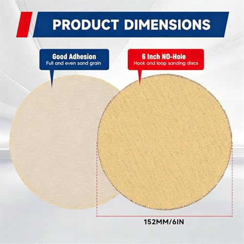 waltyotur 100Pcs Hook and Loop Sanding Discs 6 Inch NO-Hole 80-Grit Sandpaper Sanding Discs Hook and Loop Round Sandpaper for Polishing Accessories - size: 80-Grit, style: 6 Inch