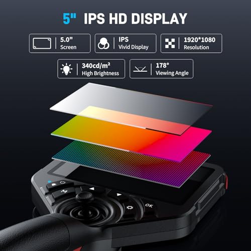 3.9mm 360° Articulating Borescope 4-Way Endoscope Camera with Light - size: 3.9mm