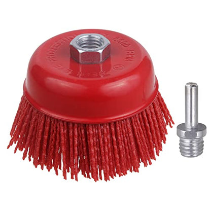 4" Nylon Cup Brush for Angle Grinder, 5/8" 11 Thread, 1/4" Drill Arbor - style: 1 Pack
