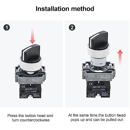 2-Pack Black 2-Position Metal Head Selector Switches, 1NO - style: Black 2-Position Selector Switch 1NO