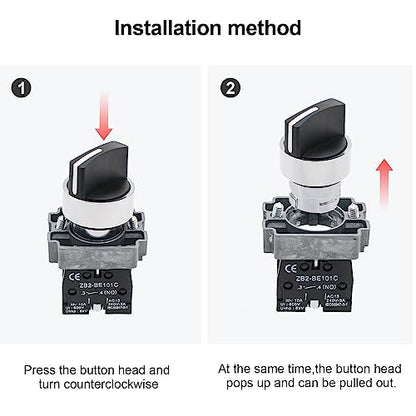 2-Pack Black 2-Position Metal Head Selector Switches, 1NO - style: Black 2-Position Selector Switch 1NO