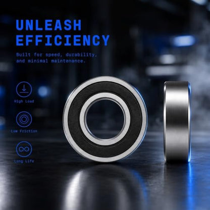 5 PCS 6204-2RS Deep-Groove Ball Bearings, 20x47x14mm-Double Seal Bearings - size: 6204-2RS