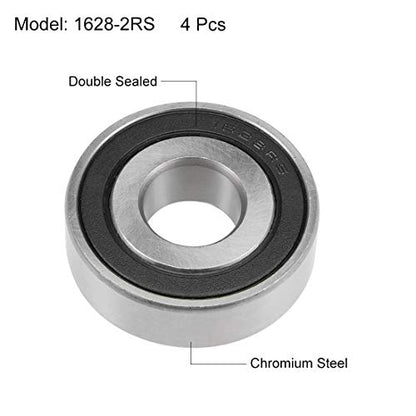 uxcell 1628-2RS Deep Groove Ball Bearings 5/8x1-5/8x1/2" Chrome Steel - size: 5/8"x1-5/8"x1/2"