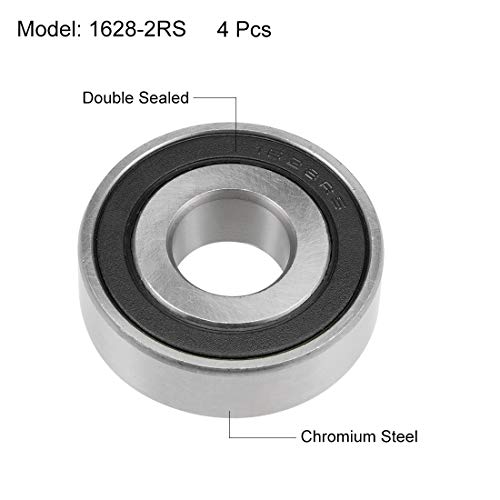 uxcell 1628-2RS Deep Groove Ball Bearings 5/8x1-5/8x1/2" Chrome Steel - size: 5/8"x1-5/8"x1/2"