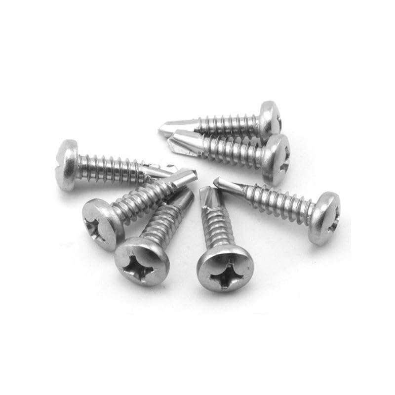 #8 x 2 (50 Pack) Stainless Steel Pan Head Self Tapping Screws Phillips Head Self Drilling Screws Sheet Metal Screws, 410 Stainless Steel - size: #8 x 2''
