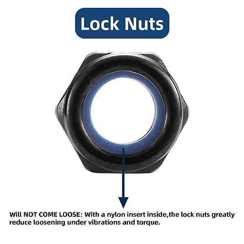 M6 x 1.0mm Nylon Insert Hex Lock Nuts 100Pcs 304 Stainless Steel Locknuts, Hex Drive, Black Oxide by SG TZH - color: Black, size: M6