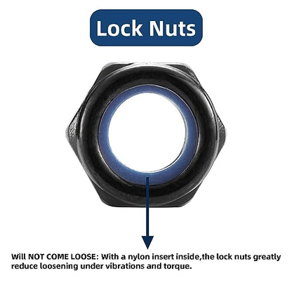 M6 x 1.0mm Nylon Insert Hex Lock Nuts 100Pcs 304 Stainless Steel Locknuts, Hex Drive, Black Oxide by SG TZH - color: Black, size: M6