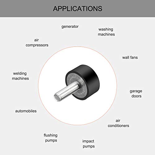 uxcell M6 Thread Rubber Mounts,Vibration Isolators,Cylindrical Shock Absorber with Studs 20 x 10mm 4pcs - size: M6x20x10mm