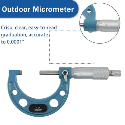 WFLNHB 4Pcs 0-4 Inch 0.0001 Inch Outdoor Micrometer Set Accuracy Carbide for Accuracy Measurement Work - size: 0-4 inch