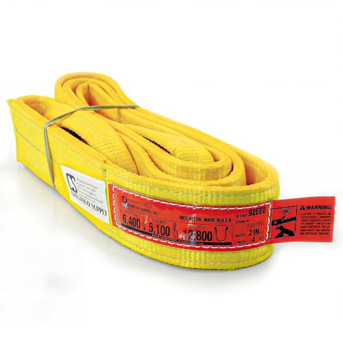 DD Sling (USA Made). 2" wide X (4' to 20' lengths) in Listing! 2 Ply Twisted Eye, Nylon Lifting Slings, Eye & Eye, Heavy Duty (900 webbing), 6,400 lbs Vertical, 5,100 Choker, 12,800 Basket Load Capacity (2inX4ft) - size: 2 in x 4 ft
