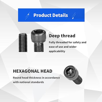 440Pcs Black Alloy Steel M3 Metric Hex Socket Screws with Matching Nuts - color: 440Black