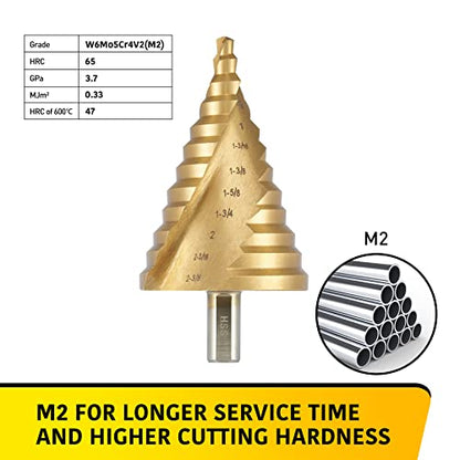 Anfrere Large Step Drill Bit - style: 1pc M2 Larger Bit (Gold)