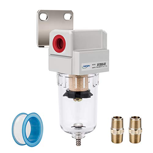 NANPU 1/4" NPT Compressed Air Line Filter, 5 Micron Brass Element - size: 1/4" NPT