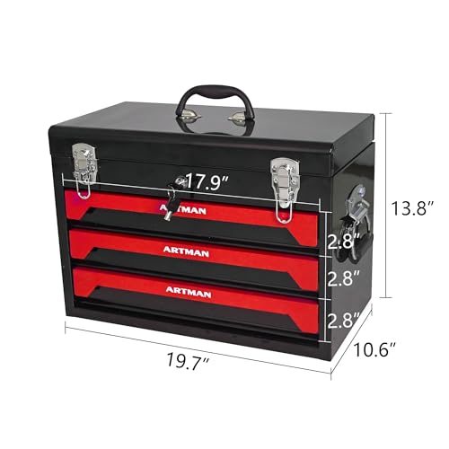 439 Piece Mechanics Tool Set, 3 Drawer 4-Tier Heavy Duty Metal Box with Household Tool Kit, Portable Tool Organizer Case for Auto Repair, Garage,Warehouse,Workshop,Repair Shop (Black&Red) - color: Red